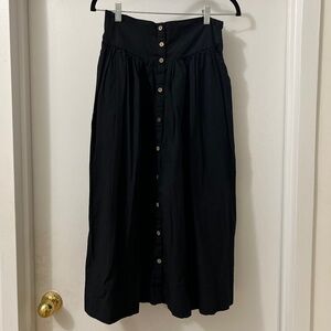 Free People Black Skirt with Buttons